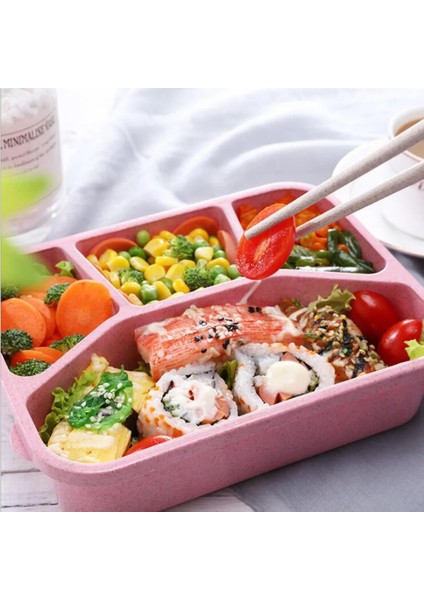 Pembe 4 Bölmeli Yemek Kabı Plastik Bölünmüş Gıda Saklama Kabı Kutuları Yeniden Kullanılabilir Öğrenciler Işçi Taşınabilir Açık Konteyner Kutuları (Yurt Dışından) fırsatları