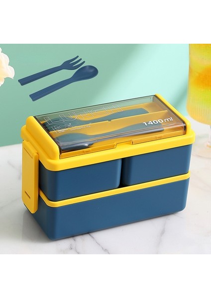 Çift Katmanlı Çift Katmanlı Taşınabilir Öğle Yemeği Kutusu Çocuklar Için Çatal ve Kaşık Mikrodalga Bento Kutuları Yemek Takımı Seti Gıda Saklama Kabı (Yurt Dışından) fırsatları