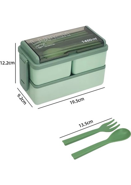 Çift Katmanlı Çift Katmanlı Taşınabilir Öğle Yemeği Kutusu Çocuklar Için Çatal ve Kaşık Mikrodalga Bento Kutuları Yemek Takımı Seti Gıda Saklama Kabı (Yurt Dışından) indirimleri