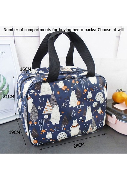 Mavi Kutup Ayısı 3 Taşınabilir Öğle Yemeği Kutusu Öğrenci Seyahat Mikrodalga Isıtma Gıda Kabı Plastik Bento Kutusu Öğle Yemeği Çantası Kadınlar Çocuklar Için Soğutucu Termal Çanta (Yurt Dışından)