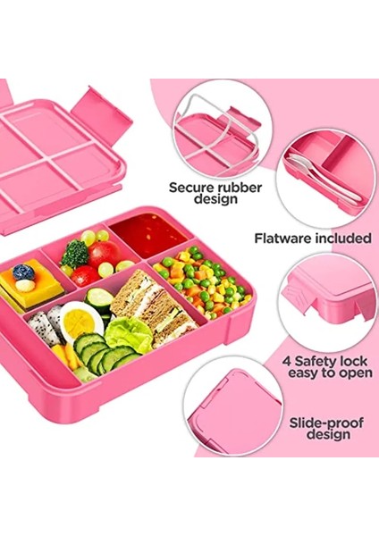 1pc-Pembe Çocuk ve Öğrenci Öğle Yemeği Kutuları Bölmelerde Mühürlü Meyve Kutuları Salata Kutuları Çalışma Mikrodalga Isıtma Bento Kutuları (Yurt Dışından)