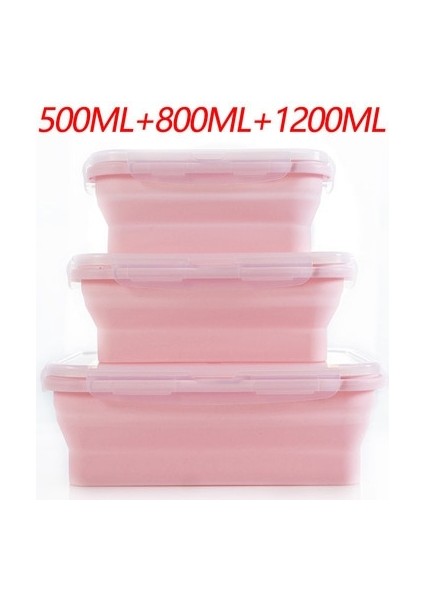 Resim Gösterisi Olarak Fda 350/500/800 ml Mikrodalga Bento Kutusu Silikon Katlanır Yemek Kabı Taşınabilir Plastik Salata Meyve Gıda Konteyner Kutusu Depolama (Yurt Dışından)