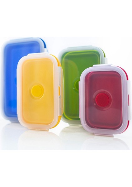 Resim Gösterisi Olarak Fda 350/500/800 ml Mikrodalga Bento Kutusu Silikon Katlanır Yemek Kabı Taşınabilir Plastik Salata Meyve Gıda Konteyner Kutusu Depolama (Yurt Dışından)