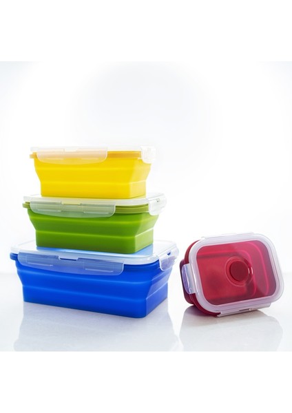 Resim Gösterisi Olarak Fda 350/500/800 ml Mikrodalga Bento Kutusu Silikon Katlanır Yemek Kabı Taşınabilir Plastik Salata Meyve Gıda Konteyner Kutusu Depolama (Yurt Dışından)