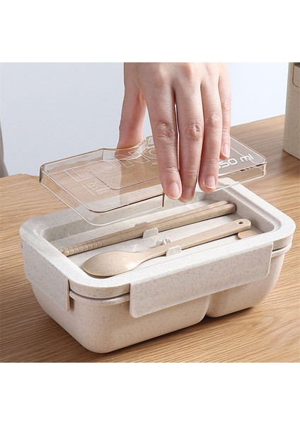 1100 ml Bardak ile Yenı Buğday Samanı Öğle Yemeği Kutusu Çocuklar Için Plastik Gıda Saklama Kabı Aperatifler Kutusu Japon Tarzı Bento Kutusu Sofra Çorba Bardağı (Yurt Dışından)