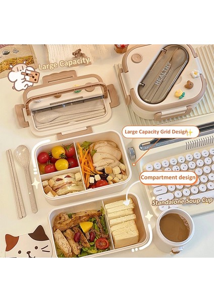 1300ML Basit Sevimli Taşınabilir Yemek Kabı Bölmeli Kızlar Için Okul Çocuklar Plastik Piknik Bento Kutusu Mikrodalga Gıda Saklama Kapları (Yurt Dışından) indirimleri