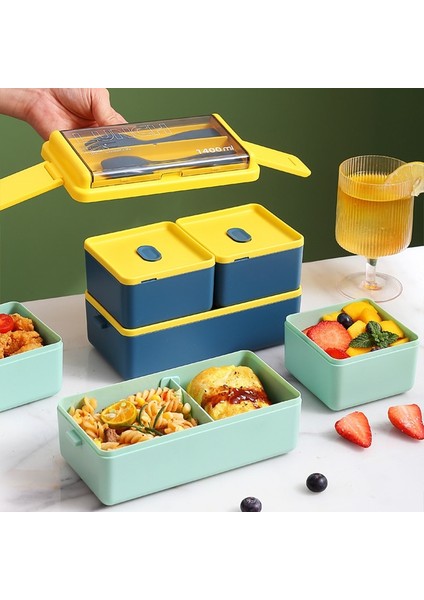 Pembe Çok Izgaralı Çift Katmanlı Öğle Yemeği Kutusu Plastik Mikrodalga Gıda Saklama Kapları Okul Çocukları Için Sofra ile Sızdırmaz Bento Kutusu Ofis (Yurt Dışından) fiyatları