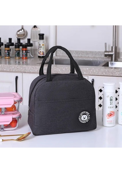 Siyah Karikatür Öğle Yemeği Çantası Taşınabilir Yalıtımlı Termal Yemek Kabı Piknik Malzemeleri Çanta Süt Şişesi Kadınlar Için Kız Çocuklar Çocuklar 2021 Yeni (Yurt Dışından)