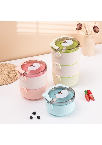 Mavi-Çift Katmanlı Yuvarlak Karikatür Öğle Yemeği Kutusu Taşınabilir Bento Kaşıklı Kutu Taşınabilir Çok Katmanlı Öğrenci Öğle Yemeği Kutusu Mikrodalga Gıda Saklama Kabı (Yurt Dışından) fiyatları