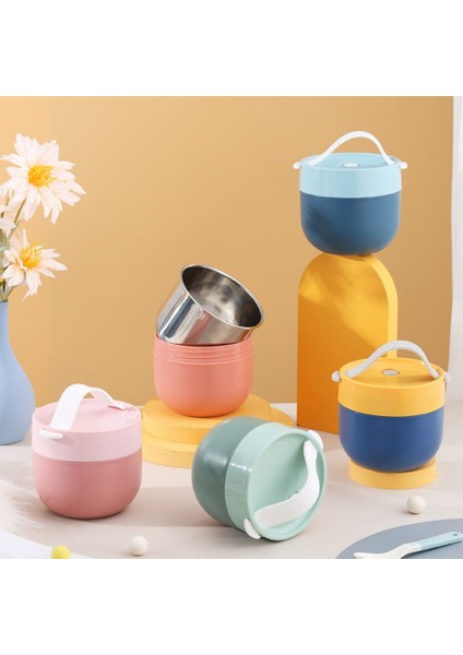 Bluepk-Plastik Taşınabilir Çorba Bardağı Öğle Yemeği Kutusu Paslanmaz Çelik/plastik Termos Kupa Gıda Kabı Çocuklar Için Kaşıklı Termos Bardak Vakum Bento Kutusu (Yurt Dışından)