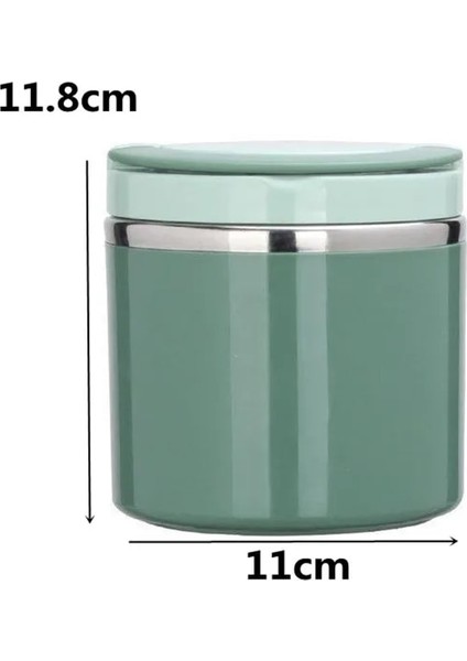 630ML-YEŞIL 2 Taşınabilir Termos Paslanmaz Çelik Yalıtımlı Öğle Yemeği Kutusu Sızdırmaz Mühürlü Kova Öğrenci Öğle Yemeği Kutusu Çok Katmanlı Yuvarlak Bento Kutusu (Yurt Dışından)