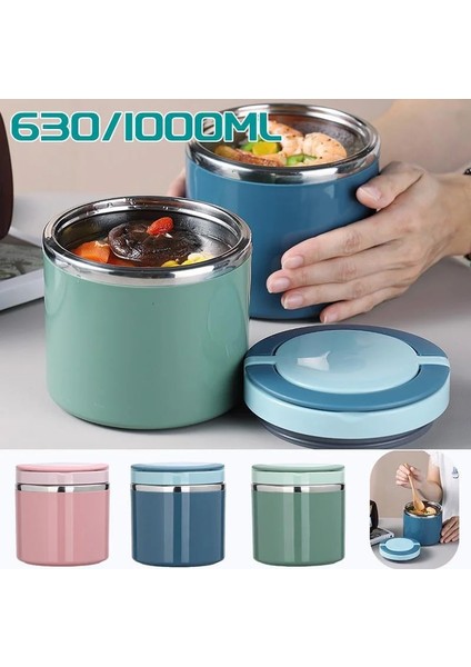 630ML-YEŞIL 2 Taşınabilir Termos Paslanmaz Çelik Yalıtımlı Öğle Yemeği Kutusu Sızdırmaz Mühürlü Kova Öğrenci Öğle Yemeği Kutusu Çok Katmanlı Yuvarlak Bento Kutusu (Yurt Dışından) fiyatları