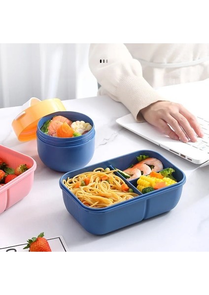 Yeşil 1100ML 1 1100ML Yetişkinler ve Öğrenci Için Öğle Yemeği Kutusu, 3 Izgaralı Sızdırmaz Mikrodalgada Mühür Bento Kutusu Çatal Kaşık ve Bıçak ile (Yurt Dışından)