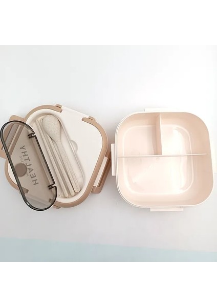 1300 ml 3 Izgaralar Bölme Öğle Yemeği Kutusu Plastik Taşınabilir Öğle Yemeği Kutusu Öğrenciler Ofis Bento Kutusu Çubukları ve Kaşık ile Mikrodalga Gıda Kapları (Yurt Dışından)