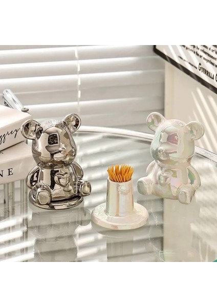 Beyaz Ayı Şekli Kürdan Kutusu Ev Seramik Kürdan Teneke Kutu Diş Ipi Pamuk Kürdan Teneke Kutu Masaüstü Saklama Kutusu ZD215 (Yurt Dışından) modelleri