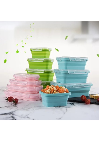 Pembe 500 ml Silikon Katlanır Bento Kutusu 1/3/4 Adet Katlanabilir Taşınabilir Yemek Kabı Gıda Yemek Takımı Gıda Konteyner Kase Öğle Yemeği Kutusu Sofra (Yurt Dışından)
