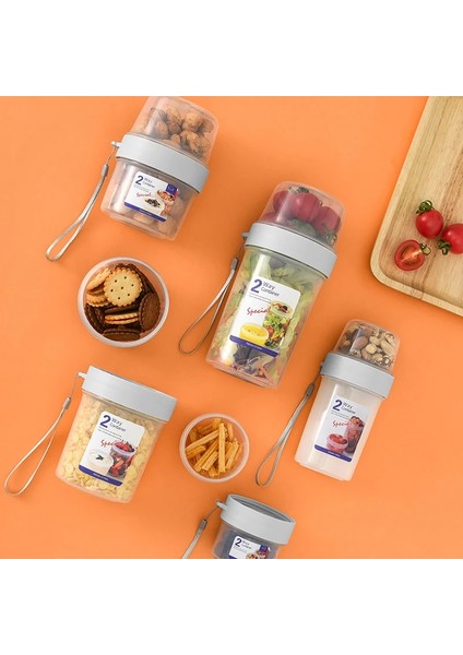 D Kahvaltı Yulaf Ezmesi Tahıl Fındık Yoğurt Salata Bardağı Mühürlü Konteyner Seti Çatal Sos Fincan Kapağı Bento Tuppers Gıda Konik Kase Öğle Yemeği Kutusu (Yurt Dışından) indirimleri