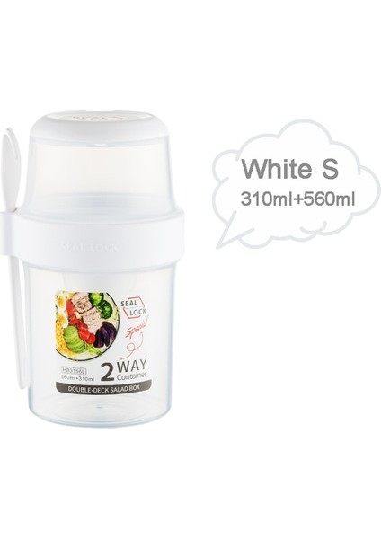 Beyaz Küçük Taşınabilir Kahvaltı Salata Bardağı Yulaf Ezmesi Tahıl Fındık Yoğurt Konteyner Seti Çatal Sos Bardağı Kapaklı Bento Yiyecek Kasesi Mutfak Öğle Yemeği Kutusu (Yurt Dışından)