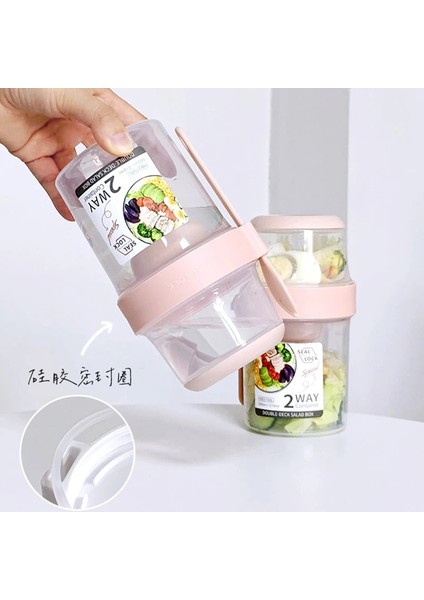 Beyaz Küçük Taşınabilir Kahvaltı Salata Bardağı Yulaf Ezmesi Tahıl Fındık Yoğurt Konteyner Seti Çatal Sos Bardağı Kapaklı Bento Yiyecek Kasesi Mutfak Öğle Yemeği Kutusu (Yurt Dışından) modelleri