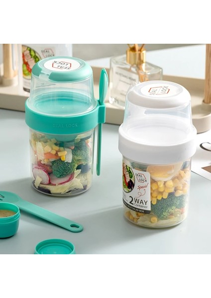 Beyaz Küçük Taşınabilir Kahvaltı Salata Bardağı Yulaf Ezmesi Tahıl Fındık Yoğurt Konteyner Seti Çatal Sos Bardağı Kapaklı Bento Yiyecek Kasesi Mutfak Öğle Yemeği Kutusu (Yurt Dışından) fırsatları