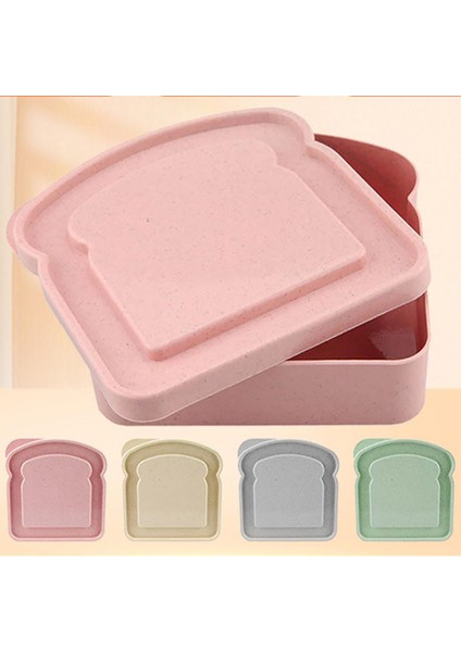 Pembe Gıda Saklama Kutusu Bento Kapaklı Kutu Neme Dayanıklı Kolay Temizlenen Tost Şekli Taşınabilir Sandviç Günlük Kullanım (Yurt Dışından)