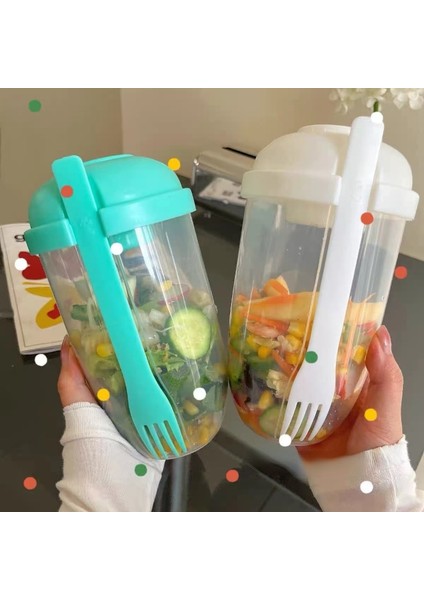 Çatal ve Kaşık Kahvaltı Yulaf Ezmesi Tahıl Fındık Yoğurt Salata Bardağı Konteyner Seti Çatal Sos Bardağı Kapaklı Bento Gıda Konik Kase Öğle Yemeği Kutusu (Yurt Dışından)