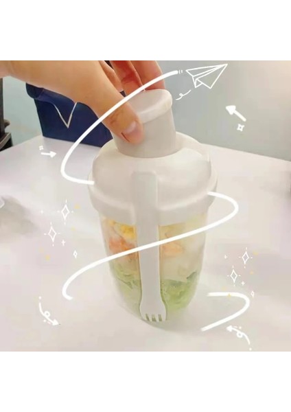 Çatal ve Kaşık Kahvaltı Yulaf Ezmesi Tahıl Fındık Yoğurt Salata Bardağı Konteyner Seti Çatal Sos Bardağı Kapaklı Bento Gıda Konik Kase Öğle Yemeği Kutusu (Yurt Dışından)