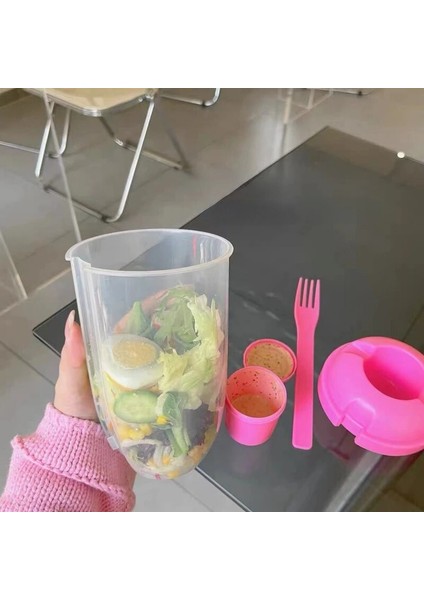 Çatal ve Kaşık Kahvaltı Yulaf Ezmesi Tahıl Fındık Yoğurt Salata Bardağı Konteyner Seti Çatal Sos Bardağı Kapaklı Bento Gıda Konik Kase Öğle Yemeği Kutusu (Yurt Dışından)