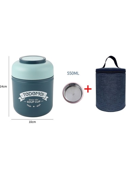 Mavi 550ML Çantalı 710ML Paslanmaz Çelik Termal Bento Öğle Yemeği Kutusu Kaşıklı Gıda Termal Kavanoz Yalıtımlı Çorba Öğle Yemeği Kutusu Çocuklar Için Öğle Yemeği Kutusu Kadınlar (Yurt Dışından)