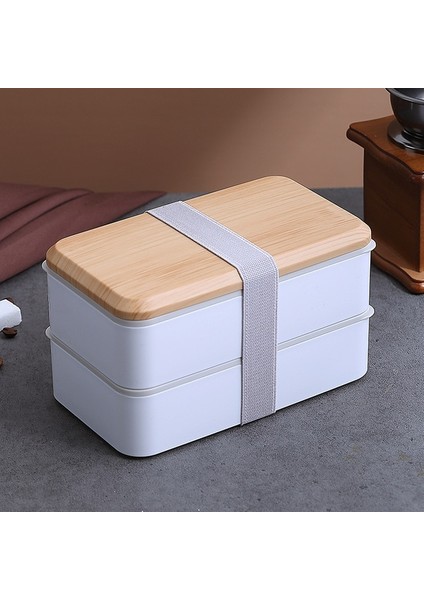 Beyaz 1400 ml 40 Oz Ahşap Bento Kutusu Mikrodalga Öğle Yemeği Kutusu Gıda Saklama Kabı Çocuk Çocuk Okul Ofis Taşınabilir Yemek Takımı Seti (Yurt Dışından)