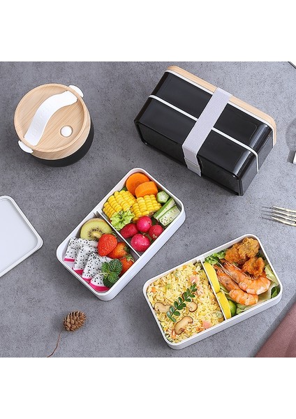 Beyaz 1400 ml 40 Oz Ahşap Bento Kutusu Mikrodalga Öğle Yemeği Kutusu Gıda Saklama Kabı Çocuk Çocuk Okul Ofis Taşınabilir Yemek Takımı Seti (Yurt Dışından) fırsatları