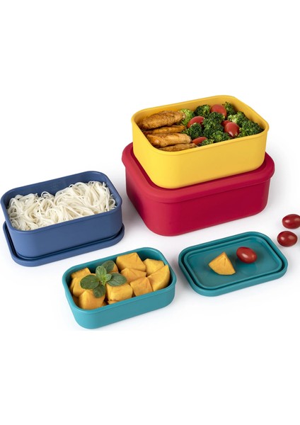 300ML 300ML 700ML 1300ML Silikon Öğle Yemeği Kutusu Silikon Gıda Kapları Yeniden Kullanılabilir Artık Kaplar Silikon Meyve Aperatif Bento Kutuları (Yurt Dışından)