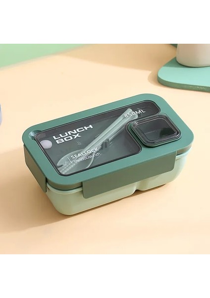 850ML - Yeşil Taşınabilir Öğle Yemeği Kutusu Öğle Yemeği Çantaları Çocuklar Için Okul Ofis Bento Kutusu Sofra Termal Çanta Komple Kit Mikrodalga Isıtma (Yurt Dışından)