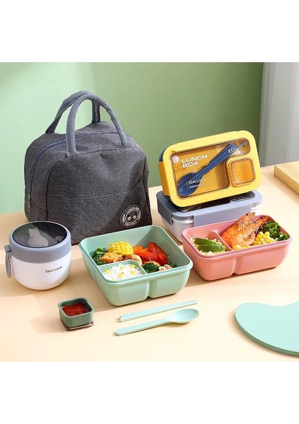 850ML - Yeşil Taşınabilir Öğle Yemeği Kutusu Öğle Yemeği Çantaları Çocuklar Için Okul Ofis Bento Kutusu Sofra Termal Çanta Komple Kit Mikrodalga Isıtma (Yurt Dışından) fiyatları