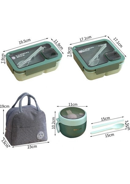 850ML - Yeşil Taşınabilir Öğle Yemeği Kutusu Öğle Yemeği Çantaları Çocuklar Için Okul Ofis Bento Kutusu Sofra Termal Çanta Komple Kit Mikrodalga Isıtma (Yurt Dışından) modelleri