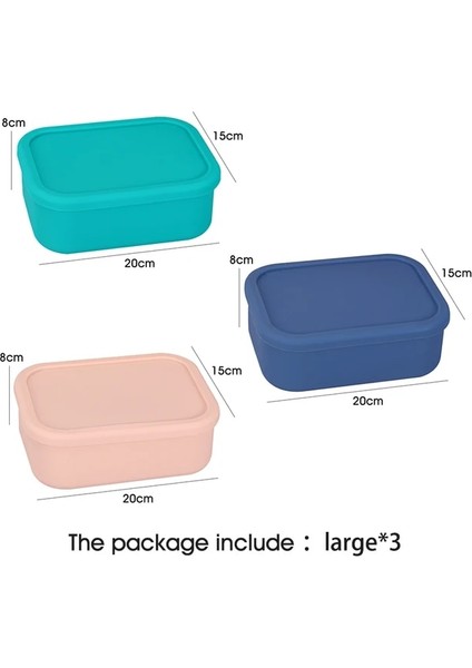 Üç Renkli Büyük Silikon Bento Kutuları Öğle Yemeği Kabı, Yonghao Sızdırmaz Öğle Yemeği Kabı, Bpa Içermeyen, Bulaşık Makinesinde Yıkanabilir (Yurt Dışından)