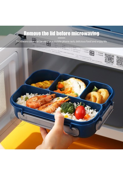 Pembe 1300ML 1300ML Bento Kutusu 4 Bölünmüş Öğle Yemeği Kutusu Yetişkinler Için Çatallı Bebek Bento Öğle Yemeği Kutuları Öğle Yemeği Kapları Sızdırmaz Mikrodalga (Yurt Dışından)