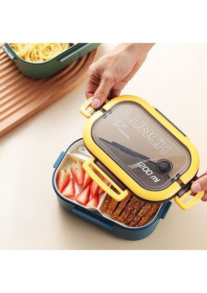 Yeşil 2 Katmanlı Mühürlü Çocuk Öğle Yemeği Kutusu Öğrenci Ofis Çalışanı Mikrodalga Hermetik Bento Kutusu Meyve Gıda Kabı Çatal Kaşık ile (Yurt Dışından) fiyatları