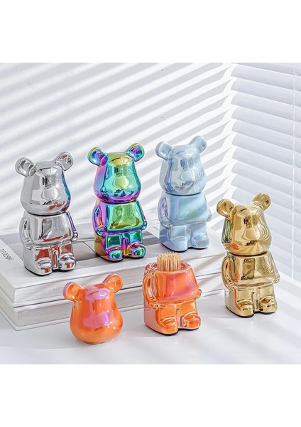 Koyu Haki Seramik Diş Tutucu Yaratıcı Masaüstü Süsler Şiddetli Ayı Kürdan Kutusu Organizatör Kavanoz Oturma Odası Mutfak Masa Süsleri (Yurt Dışından) fiyatları