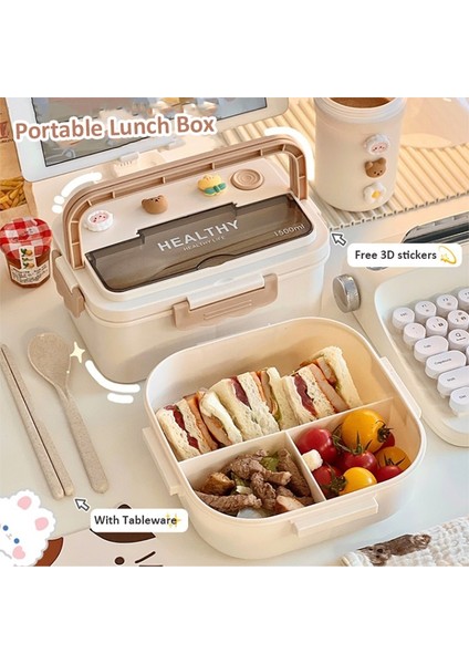 1100ML Basit Sevimli Taşınabilir Yemek Kabı Bölmeli Kızlar Için Okul Çocuklar Plastik Piknik Bento Kutusu Mikrodalga Gıda Saklama Kapları (Yurt Dışından) modelleri