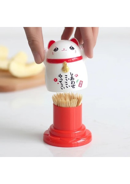 Stil 2 1 Adet Plastik Kürdan Kutusu Japon Karikatür Şanslı Kedi Kırmızı Siyah Kürdan Tutucu Yaratıcılık Ev Restoran Depolama Dekorasyon (Yurt Dışından)