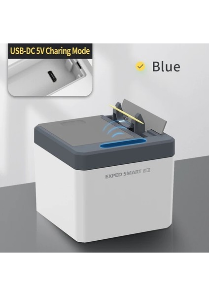 Mavi USB Şarj Akıllı Indüksiyon Kürdan Kutusu, Ev Otomatik Açılır Dağıtıcı, Kürdan Saklama Kutusu, Mutfak Sofra Takımı (Yurt Dışından)