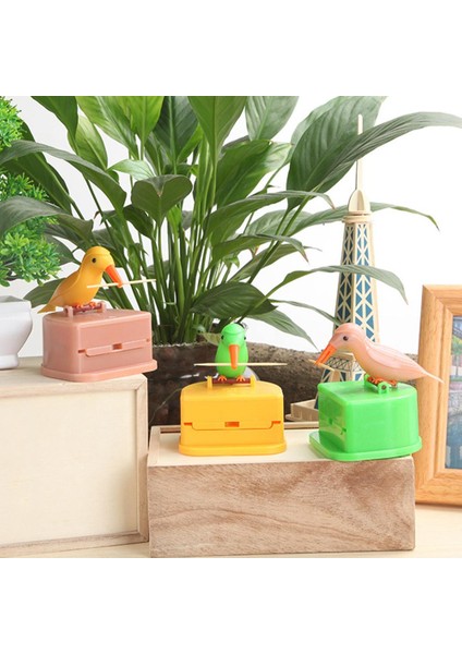 Pembe Yeşil Kuş Sevimli Kuş Şekli Kürdan Tutucu Konteyner Otomatik Kürdan Dağıtıcı Kürdan Saklama Kutusu Masa Kürdan Kutusu Ev Dekor (Yurt Dışından) modelleri