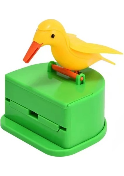Sarı Kuş Güzel Kuş Kürdan Kutusu Otomatik Pres Tipi Seçim Diş Tutucu Kutusu Kürdan Dağıtıcı Masaüstü Süs Mutfak Bar Malzemeleri (Yurt Dışından)