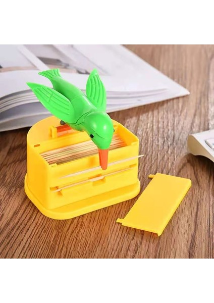 Sarı Kuş Güzel Kuş Kürdan Kutusu Otomatik Pres Tipi Seçim Diş Tutucu Kutusu Kürdan Dağıtıcı Masaüstü Süs Mutfak Bar Malzemeleri (Yurt Dışından) fiyatları