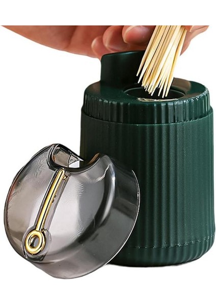 Koyu Yeşil Kürdan Tutucu Pop-Up Otomatik Kürdan Dağıtıcı El Presleme Kürdan Konteyner Kutusu Dağıtıcı Tutucu Masa Dekorları Için (Yurt Dışından)