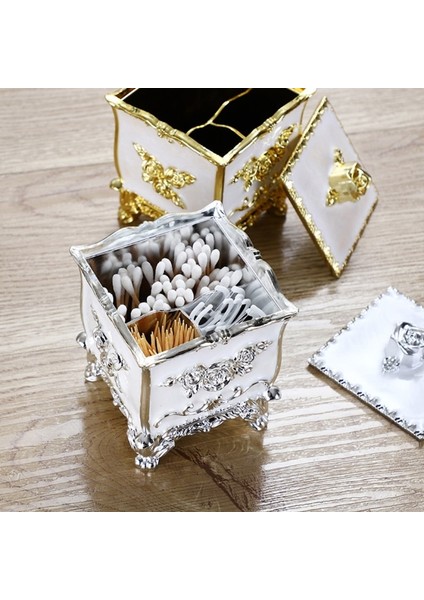 06 Pamuklu Çubukla Saklama Kutusu Kapaklı Çubukla Tutucu Pamuk Topları Kavanoz Pamuklu Çubukla Dağıtıcı Kutusu Kozmetik Organizatörler (Yurt Dışından) modelleri