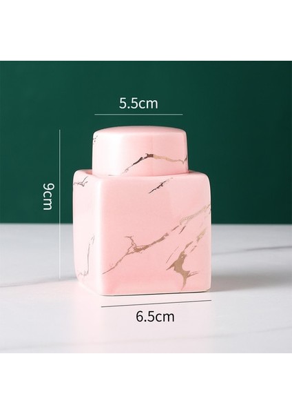 A2 Seramik Kapaklı Toz Geçirmez Organizatör Pamuklu Çubukla Kartuş Iskandinav Mermer Çizgili Kürdan Tutucu Banyo Aksesuarları (Yurt Dışından)