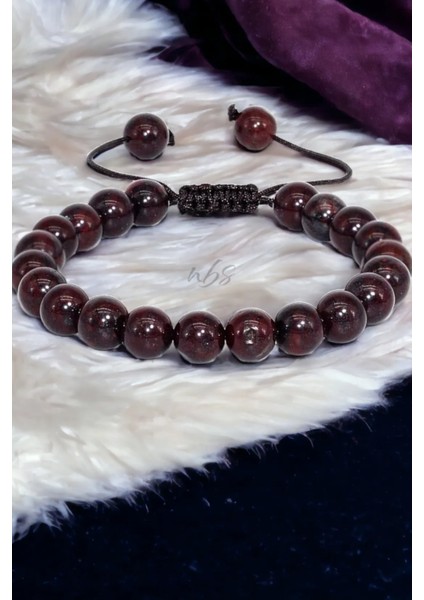 Lal Doğal Taş Bileklik 8 mm Aa Kalite ( Garnet ) Negatif Enerjilerizi Alıp Pozitife Çevirme