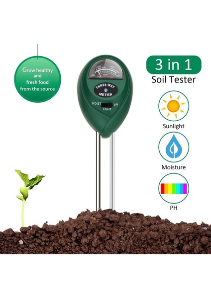 3'ü 1 Arada Toprak Ph Ölçer Nem Sensörü Ölçer/güneş Işığı/ph Toprak Test Kitleri Ev Bahçe Bitkileri Için Yelken Ph Test Cihazı Çiftlik Dış Mekan Kullanımı (Yurt Dışından)